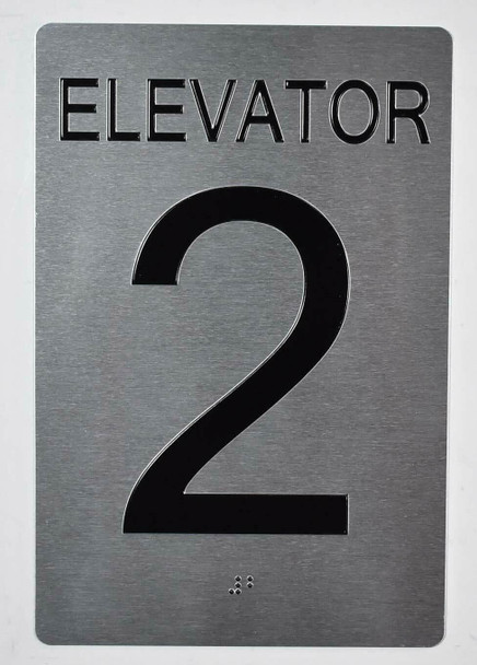 Elevator 2 Sign Silver - Tactile Touch Braille Ada Sign