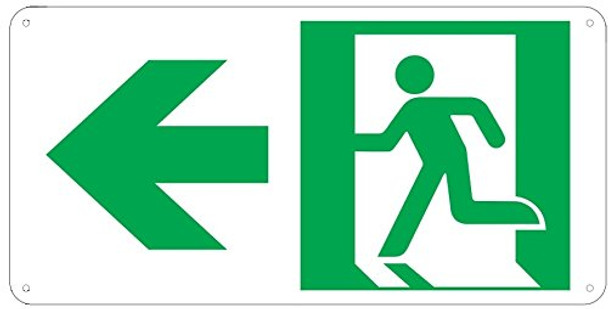 RUNNING MAN LEFT ARROW Sign -(Photoluminescent ,High Intensity