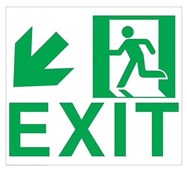 Exit Sign Down Left (Glow in The Dark Sticker Sign