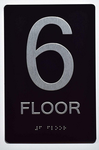 Floor Number Sign -Tactile Signs 6TH Floor Sign The Sensation line Ada sign