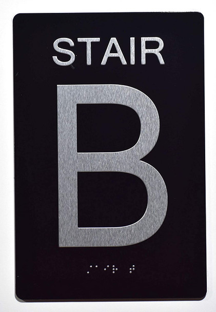 Stair b Sign -Stair Number Sign Black