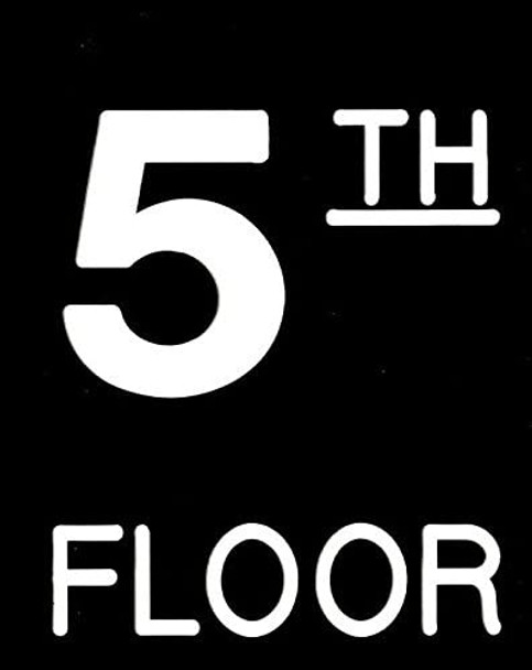 Floor number Five (5) Sign Engraved (PLASTIC)