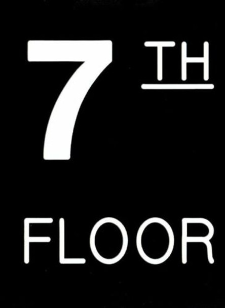 Floor number Seven (7) Sign Engraved (PLASTIC)