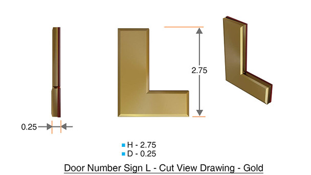 Apartment Number Sign Letter L Gold