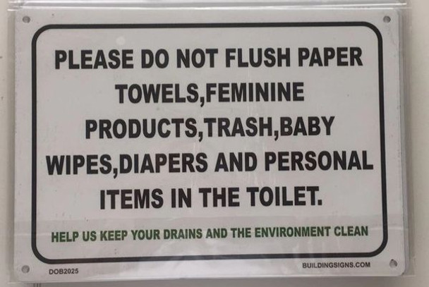 PLEASE DO NOT FLUSH PAPER TOWELS Sign