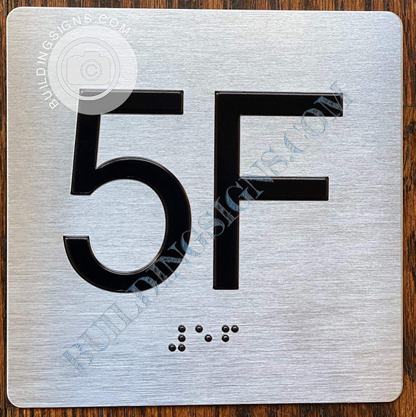 Sign Apartment Number 5F  with Braille and Raised Number