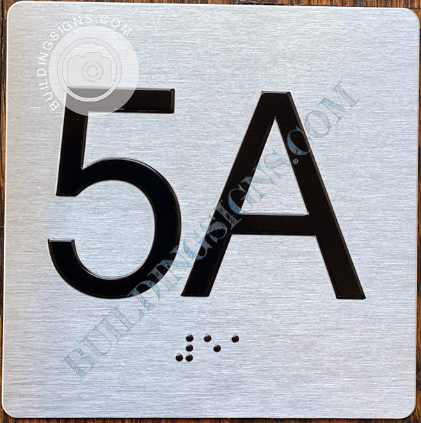 Sign Apartment Number 5A  with Braille and Raised Number