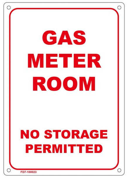 GAS METER ROOM NO STORAGE PERMITTED SIGN