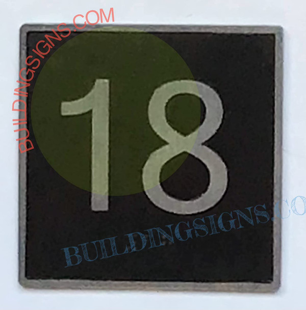 ELEVATOR FLOOR NUMBER 18 SIGN- ELEVATOR JAMB PLATE FLOOR 18 SIGNAGE