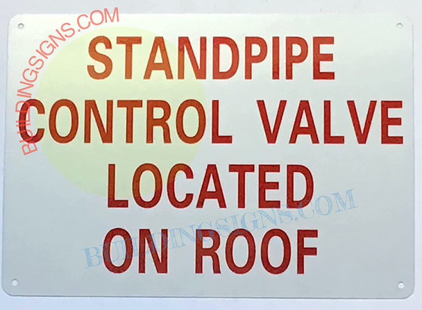 Standpipe Control Valve Located ON ROOF Sign