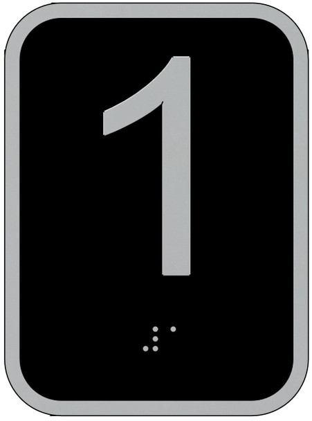 Elevator floor number 1 sign - Elevator Jamb Plate 1 Sign