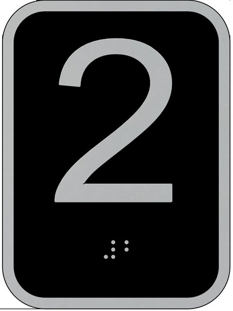 Elevator floor number 2 sign - Elevator Jamb Plate 2 Sign