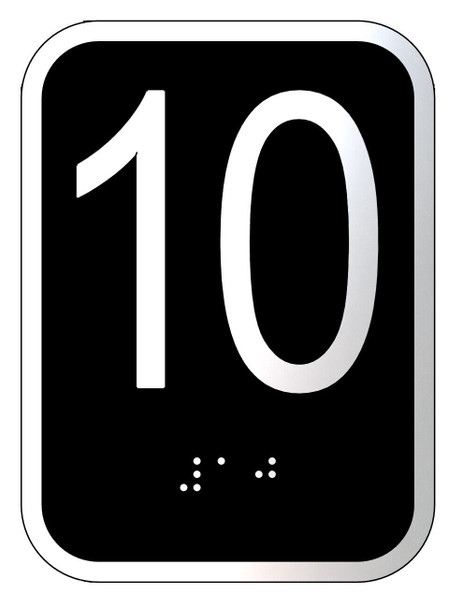 Elevator floor number 10 sign - Elevator Jamb Plate 10 Sign
