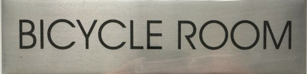 BICYCLE ROOM SIGN - BRUSHED ALUMINUM