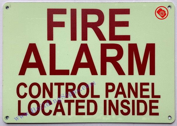 Photoluminescent FIRE ALARM CONTROL PANEL LOCATED INSIDE SIGN