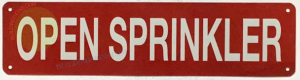 OPEN SPRINKLER SIGN, Fire Safety Sign