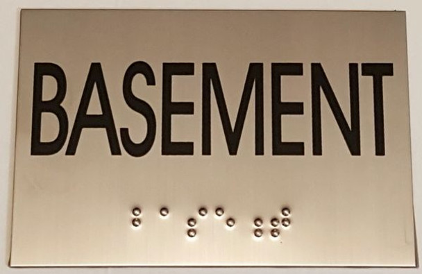BASEMENT Sign -Tactile Signs  STAINLESS STEEL Ada sign