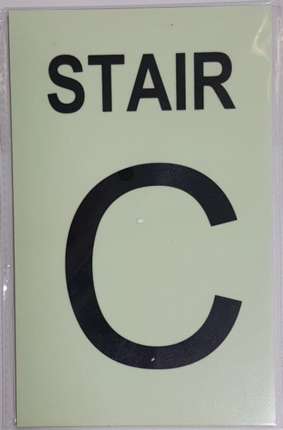 PHOTOLUMINESCENT STAIR C SIGN HEAVY DUTY / GLOW IN THE DARK "STAIR C" SIGN HEAVY DUTY