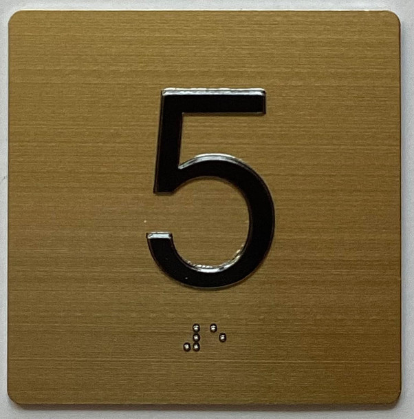 5TH FLOOR Elevator Jamb Plate Signage With Braille and raised number-Elevator FLOOR 5 number Signage  - The sensation line