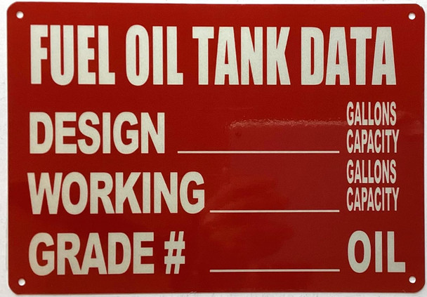 FUEL OIL TANK DATA Signage