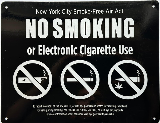 Signage  NYC NO SMOKING OR ELECTRONIC CIGARETTES  FOR RESTURANTS