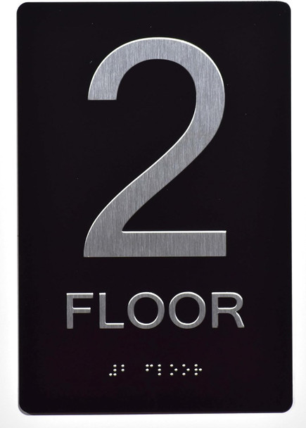 Black Floor number  -Tactile Graphics Grade 2 Braille Text with raised letters  Sign