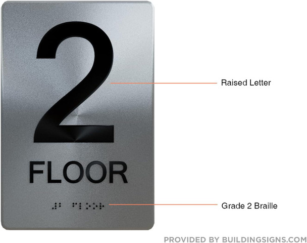 FLOOR NUMBER  Tactile Graphics Grade 2 Braille Text with raised letters  Sign