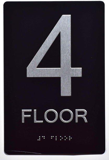 Black Floor number  -Tactile Graphics Grade 2 Braille Text with raised letters  Sign