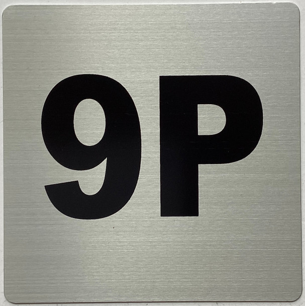 Apartment number 9P sign