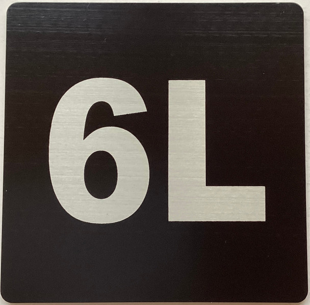 Apartment number 6L sign