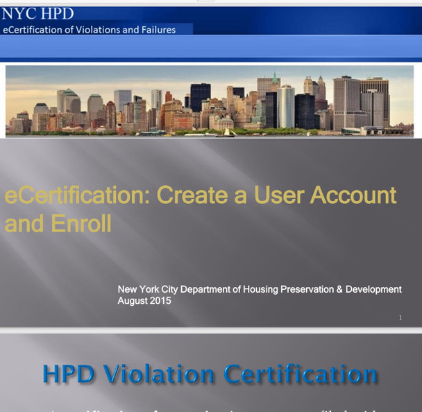 e Certification create a user account NYC