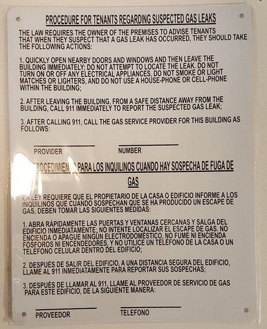 HPD Gas Leak Notice English/Spanish
