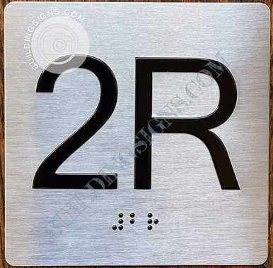 Apartment Number 2R Sign with Braille and Raised Number
