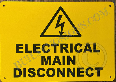 Electrical Main Disconnect Sign (Reflective, Aluminium, Yellow ...