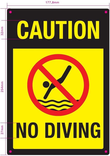 Sigo Signs 'Caution No Diving' Schild – 25,4x35,6cm Aluminium, Wetterfest & Einfach Zu Montieren (Made In USA)