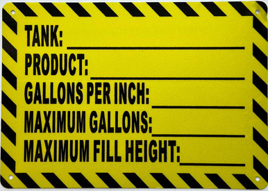 Tank Signages TANK DATA SIGN (YELLOW, ALUMINIUM, REFLECTIVE. 7X10 INCH,HEAVY DUTY ...