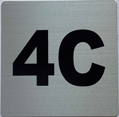 Apartment number 4C sign (4x4 inch, SILVER, double sided tape) - The ...