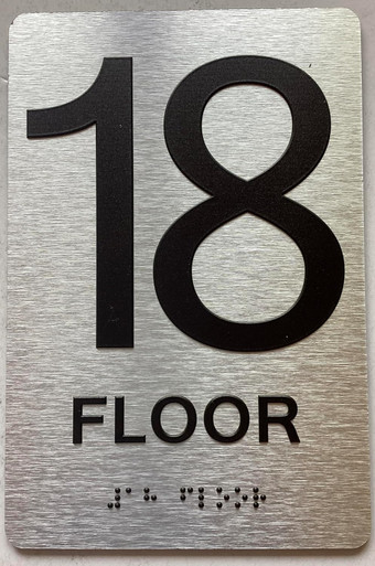 18th floor sign with Raised letters/Image & Grade 2 Braille - Includes ...