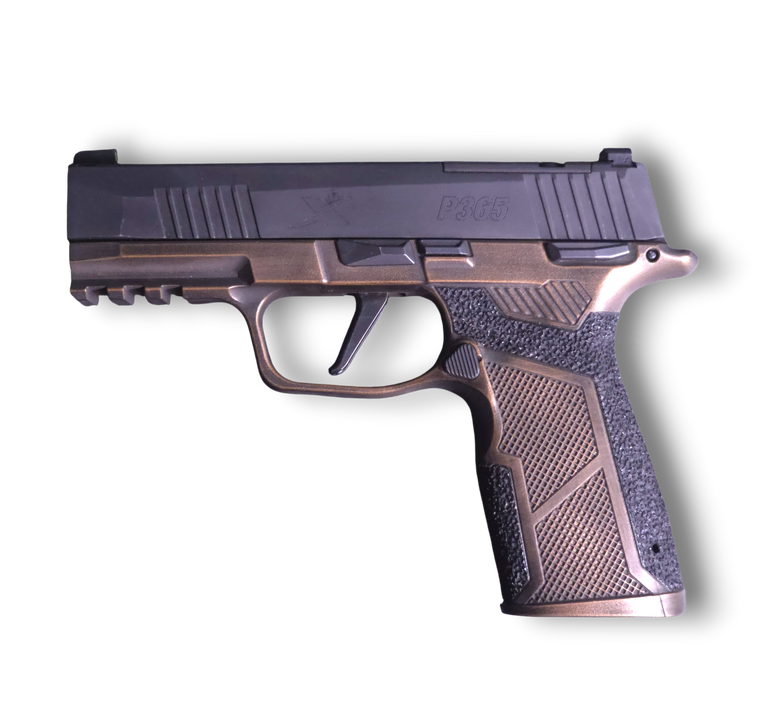 cerakote laser stipple p365 hybrid grip module distressed bronze