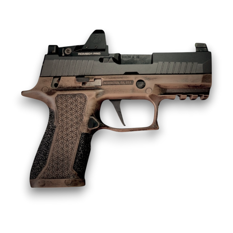 cerakote laser stipple hybrid p320 grip module distressed fde