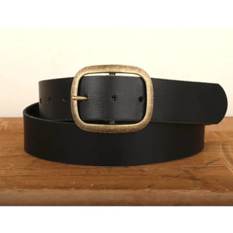 Leather Belt w/ Antique Brass Buckle