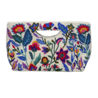Beaded Cut Out Clutch - Floral Multi