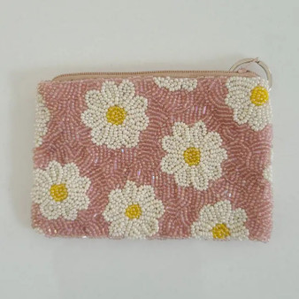 Beaded Coin - Daisy - Lt Pink