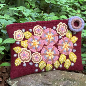 Morning Glory Embroidered Wool Purse