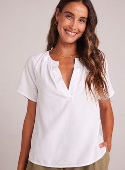 Flowy Short Sleeve Pullover Top - White