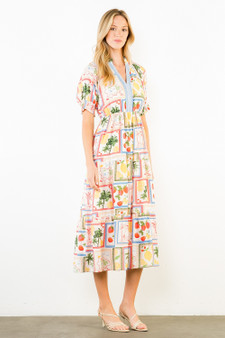 Fruit Print Midi Dress
