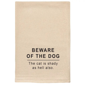 TEA TOWEL BEWARE OF DOG