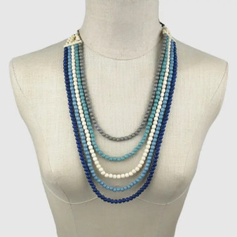 Classic 5 Strand Wooden Bead Necklace