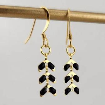 Artemis Black Enamel Arrow Earring
