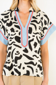 Abstract Pattern Short Sleeve Top